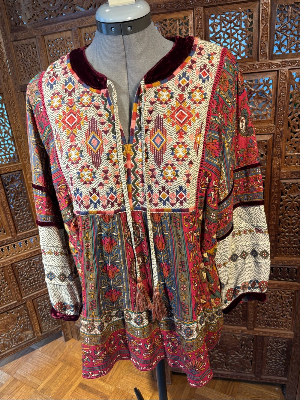 John Mark Boho Embroidered Multicolor Tunic